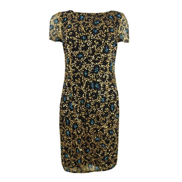 Adrianna Papell Dresses & Skirts - Adrianna Papell Women's Sequin Leopard-Print Dress - Black Multi